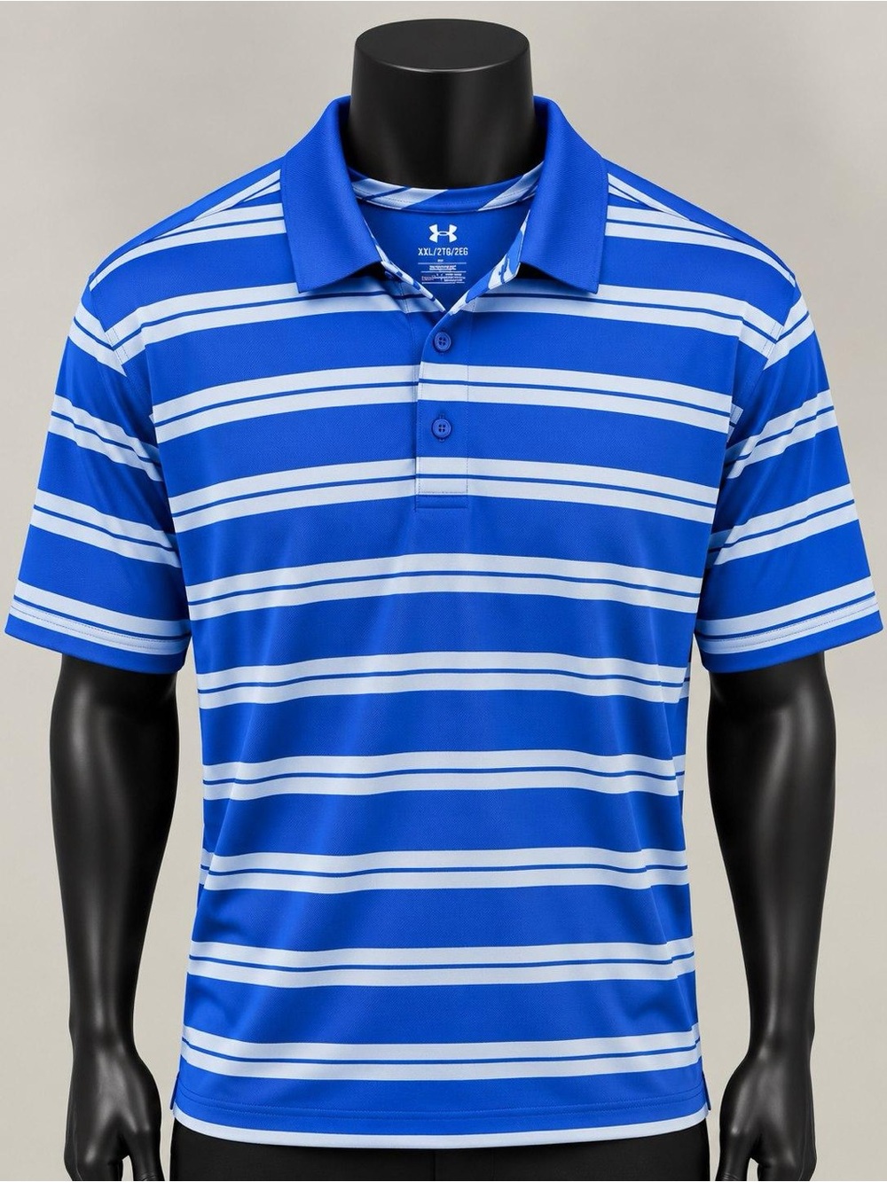 Under Armour Men’s Royal Blue and Gray Striped Polo
